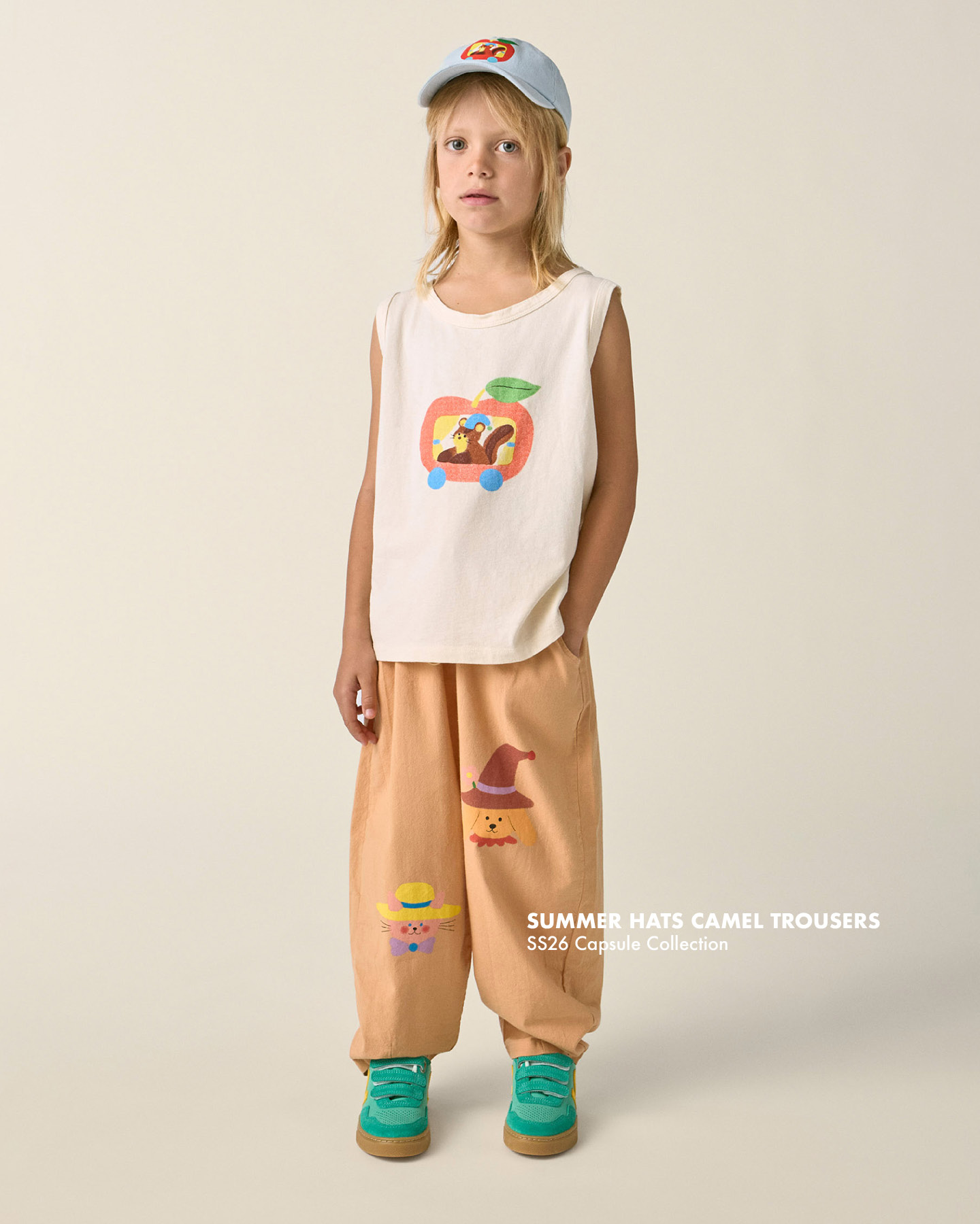 Camel balloon trousers in woven cotton with an elastic waistband for extra comfort 🤎 This pair also features prints from The Campamento & Zoey Kim capsule collection.

Available at thecampamento.com 💫