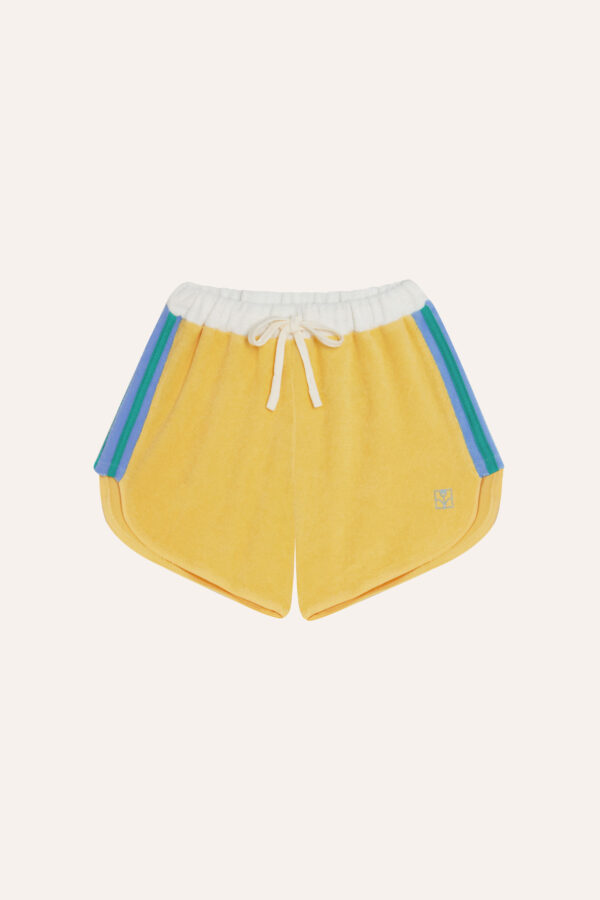 Yellow Color Block Kids Shorts