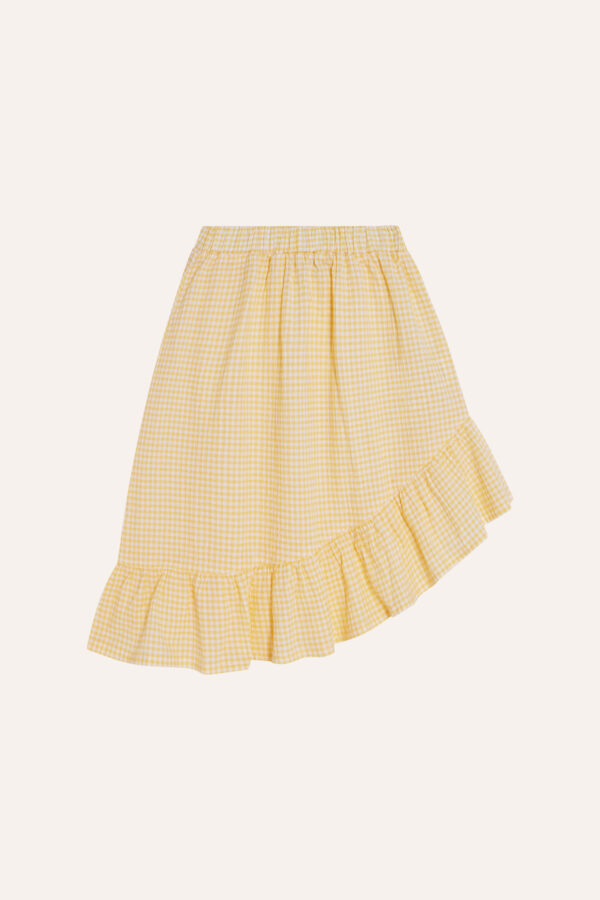 Yellow Checked Kids Skirt